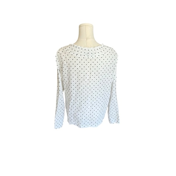 Flax - White Polka Dot Linen Blouse Top Sz S - Picture 3 of 7